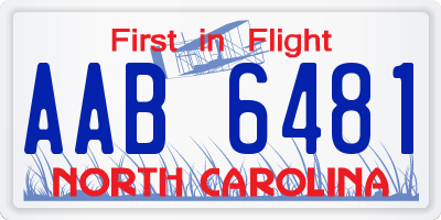 NC license plate AAB6481