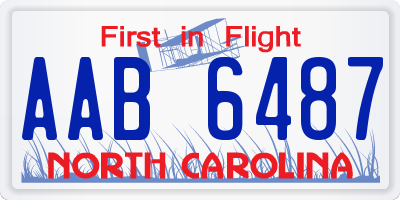 NC license plate AAB6487