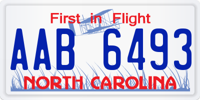 NC license plate AAB6493