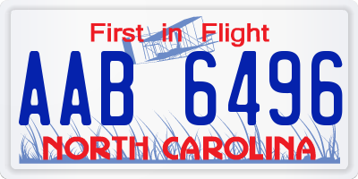 NC license plate AAB6496