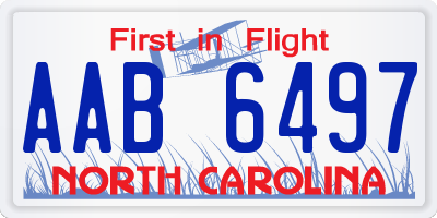 NC license plate AAB6497