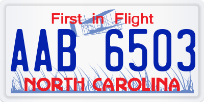 NC license plate AAB6503