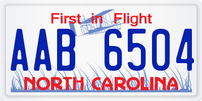 NC license plate AAB6504