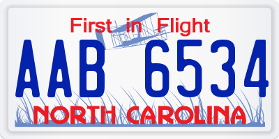 NC license plate AAB6534