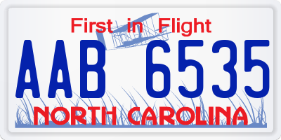 NC license plate AAB6535