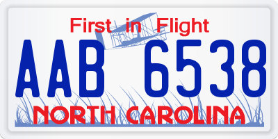 NC license plate AAB6538