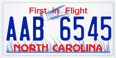 NC license plate AAB6545