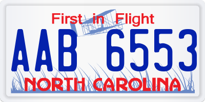 NC license plate AAB6553