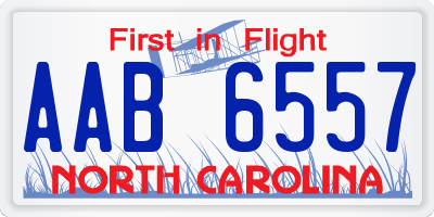 NC license plate AAB6557