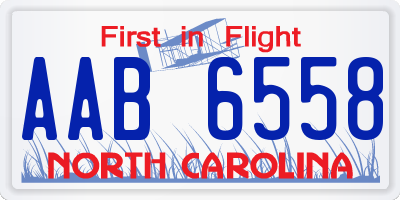 NC license plate AAB6558