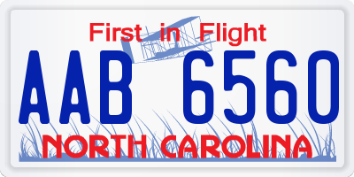 NC license plate AAB6560