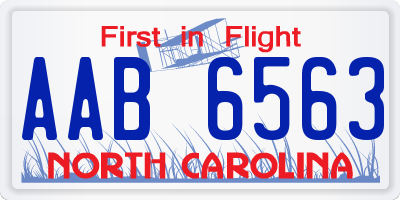 NC license plate AAB6563