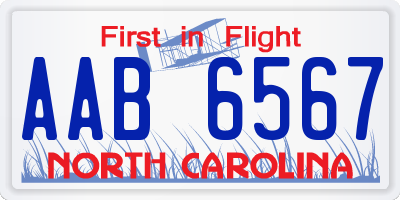 NC license plate AAB6567