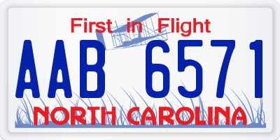 NC license plate AAB6571