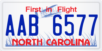 NC license plate AAB6577