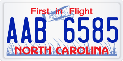 NC license plate AAB6585