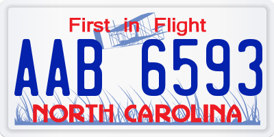 NC license plate AAB6593