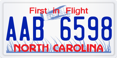 NC license plate AAB6598