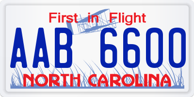 NC license plate AAB6600