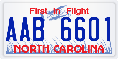 NC license plate AAB6601