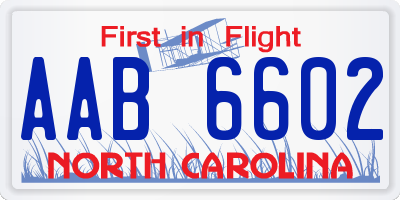 NC license plate AAB6602