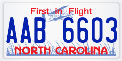 NC license plate AAB6603