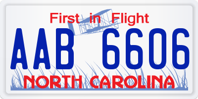 NC license plate AAB6606