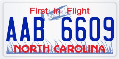 NC license plate AAB6609