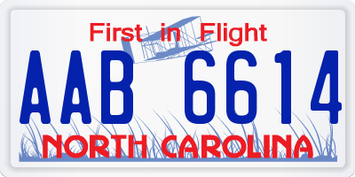 NC license plate AAB6614