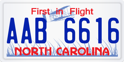 NC license plate AAB6616