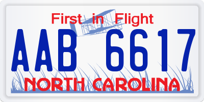 NC license plate AAB6617