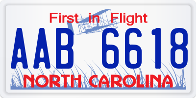 NC license plate AAB6618