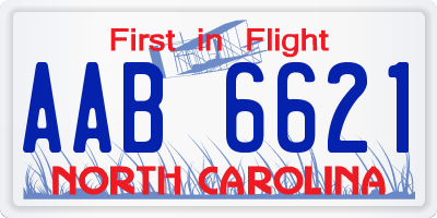 NC license plate AAB6621