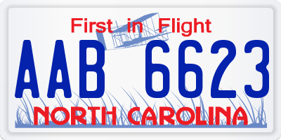 NC license plate AAB6623