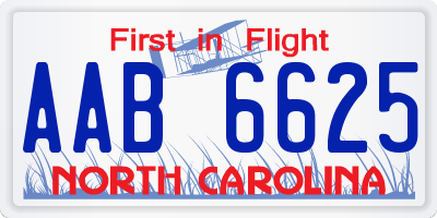 NC license plate AAB6625