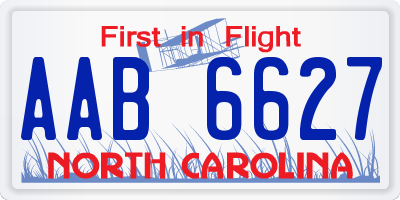 NC license plate AAB6627