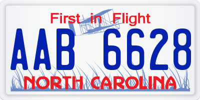 NC license plate AAB6628