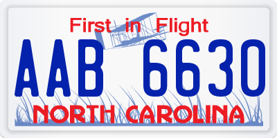 NC license plate AAB6630