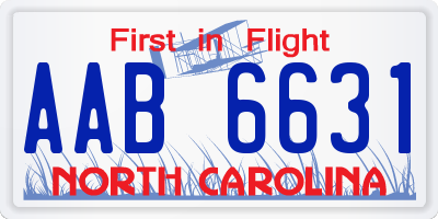 NC license plate AAB6631