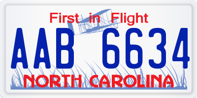 NC license plate AAB6634
