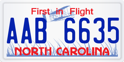 NC license plate AAB6635