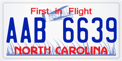 NC license plate AAB6639