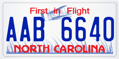 NC license plate AAB6640