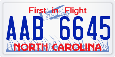 NC license plate AAB6645