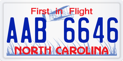 NC license plate AAB6646