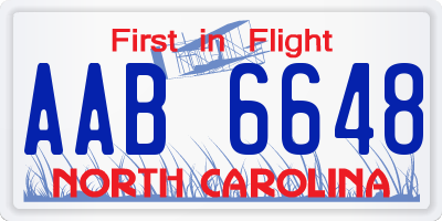 NC license plate AAB6648