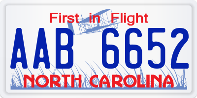 NC license plate AAB6652