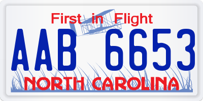 NC license plate AAB6653