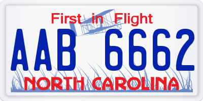 NC license plate AAB6662