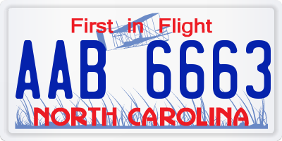 NC license plate AAB6663